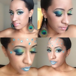 Peacock look turn into mermaid look :product use for this look was sephora, Mac ,feugo palette ,inglot 