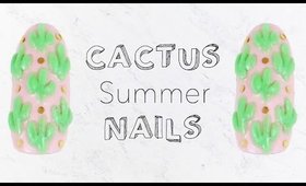 3D Cactus Gel Nail Art | Summer 2016 ♡