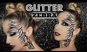 GLITTER ZEBRA MAKEUP TUTORIAL| LAST MINUTE HALLOWEEN LOOKS | JESSICAFITBEAUTY