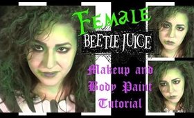 Female Bettlejuice Makeup and Body Paint Tutorial (NoBlandMakeup)