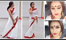 Bengali traditional makeup tutorial and outfit.