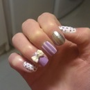 Purple and White Nails