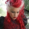 Red and blonde curled updo