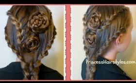 Lace Braid Rose Hairstyle For Long Hair, Hair4myprincess