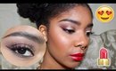 Valentine's Day Makeup 💞 Gold-Pink Ombre Liner and Glossy Red Lips || Zaji-Kali