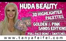 Huda Beauty | 3D Highlighter Palettes | Golden & Pink Sands | Full Demo & Swatches | Tanya Feifel