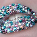 Blue, pink and silver rhinestoned lips 