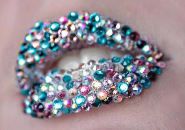 Blue, pink and silver rhinestoned lips | Meaghan W.'s Photo | Beautylish