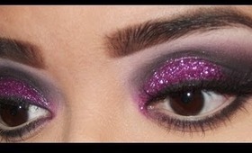 Purple Glam Glitter Makeup Look