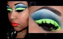 Tumblr Inspired - Cut Crease Neon Green Glitter and Blue Tutorial!!