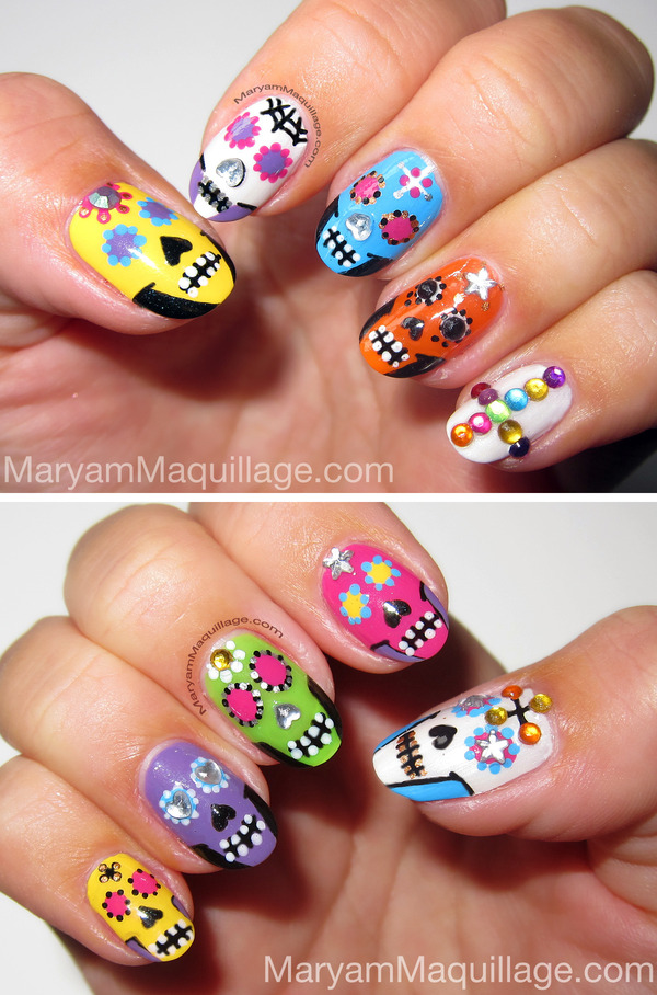 HALLOWEEN NAIL ART | Black & White Kooky Skulls Nails . Did I buy the  Uberchic Beauty Halloween 05 Stamping Plate because I wanted to do ... |  Instagram