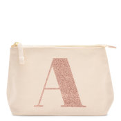Alphabet Bags Rose Gold Glitter Initial Makeup Bag