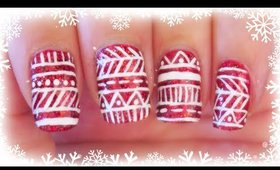 Advent Calendar | 19 - Sparkly Red Tribal nail art ✩ Martina Ek