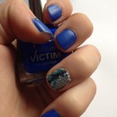 my Blue and fabric nails 