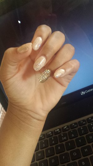 Nude Tannish Color With Glitter Topped. 
