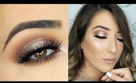 Neutral Bronze Halo Smokey Eye & Metallic Lips Makeup Tutorial