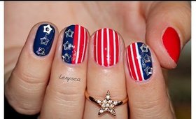 Independence Day Flag Inspired Nail Art