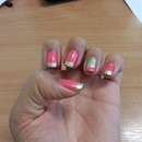 Pink & Gold French Nails