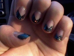 blue and black with sparkles! idk what to call the tip i did?