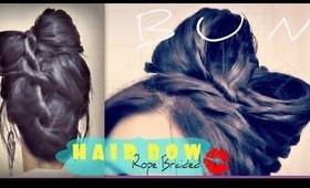 ★HOW TO HAIR BOW TUTORIAL |UPSIDE DOWN FRENCH ROPE BRAID BUN UPDOS HAIRSTYLES FOR MEDIUM LONG HAIR