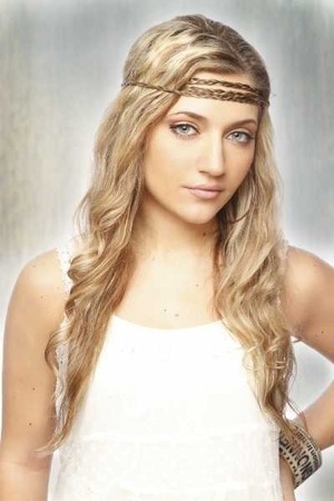 Two braided headbands on long blonde hair