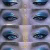 Blue and Gold Arabian inspired look, winged liner...