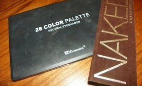 BH cosmetics 28 color neutral palette VS. Urban Decay's Naked palette
