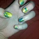 Yellow & Teal Water Marble