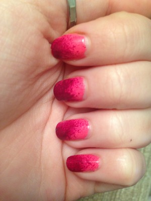 Painted my nails light pink then used a sponge to apply the dark pink on top. 
