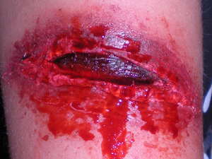 Grosss! lol special effects makeup for halloween on my arm from a vid i saw on youtube(: