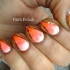 Orange Ombre and Gold Manicure