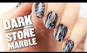 Dark Stone Marble Nails