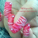 Pink Zebra, Tiger stripes nail design