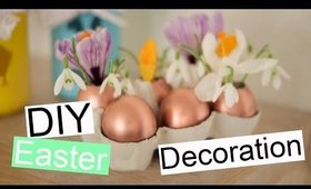 DIY Bronze Egg Easter Room Decoration With Spring Flowers