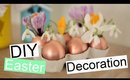 DIY Bronze Egg Easter Room Decoration With Spring Flowers