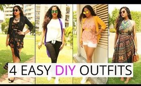 4 DIY Outfits Hack Using Old Clothes - No-Stitch, No-Glue, Budget Clothing | ShrutiArjunAnand