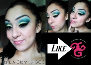 Green cut crease created with Glama Girls Cosmetics 120 palette