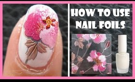 HOW TO USE NAIL TRANSFER FOILS TO CREATE EASY FLORAL PINK FLOWER MANICURE NAIL ART DESIGNS