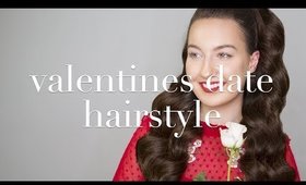 Cute Valentines Day Date Hairstyle | Half Up Ponytail With Curls Using Milk + Blush Hair Extensions