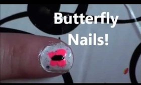 EASY! BUTTERFLY NAIL ART! FOR VERY SHORT NAILS!