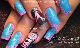 PINK AND TEAL SOUTH BEACH AIR JORDAN NAILS. robin moses BARBIE nail art tutorial design 698