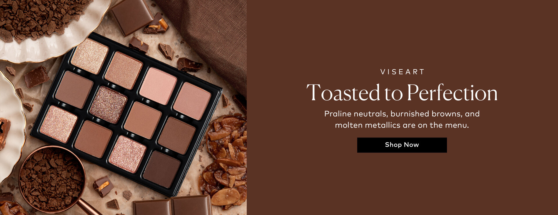 A curated collection of toasted shades inspired by praline, caramel, cacao, and burnished sugar. Shop the Viseart VisePRO Etendu Praline Dulce on Beautylish.com