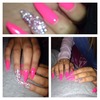 Stiletto Gel crystal & pearl bead nails 