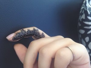 So I drew a forest tattoo on my finger with eyeliner. This was the result 