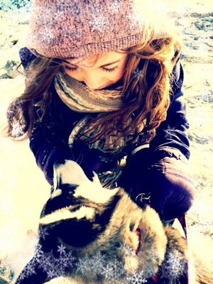 Me and my puppy walking in the snow:)