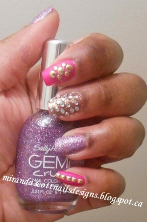 Hello Everyone! Today's manicure I created using China Glaze Purple Panic,Orly Ingenue and Sally Hansen Gem Crush Be-Jeweled. I  used Born Pretty Stores Studs. And also this is my first time using the round shaped rhinestones I purchased from Born Pretty Store. 