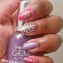 Glitter Rhinestones and Studs Manicure 