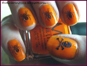 Here's a Halloween design I made. I used MISA's "Ready, Set, Sunshine" as a base colour. 
Read more about it on my blog, here:
http://rainbowifyme.blogspot.com/2011/10/misa-halloween.html
