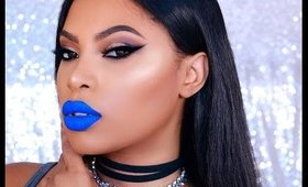 BLUE LIPS/ WINGLINER Glam MAKEUP TUTORIAL