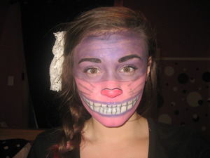 the colors are ehh, but my first attempt at the cheshire cat mouth! ((my school is doing Alice in Wonderland this year!!))